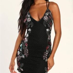 Elegant Black Floral Dress